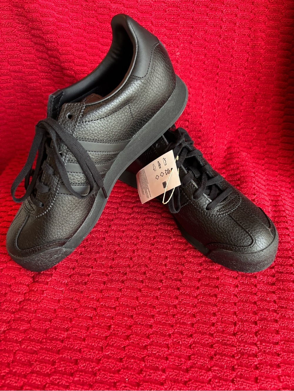 adidas Men’s Black Samoa Textured Leather Low-Top Sneakers